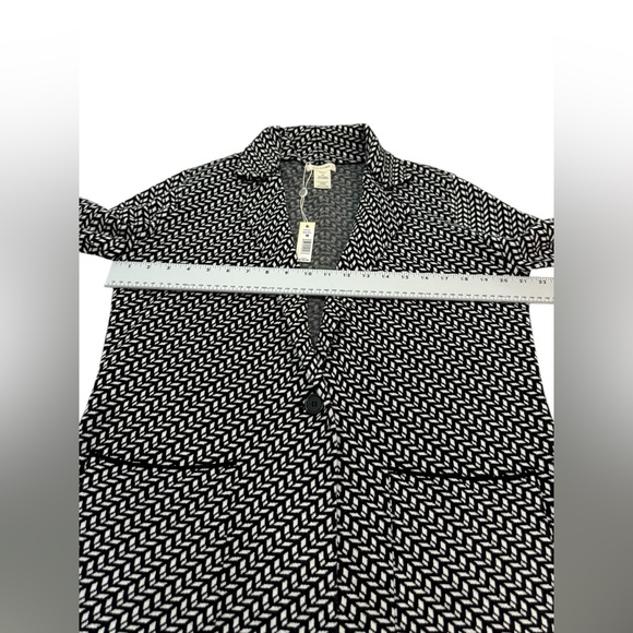 Max Studio Black Ivory Textured Knit Blazer Cardigan Size Medium - Picture 7 of 15